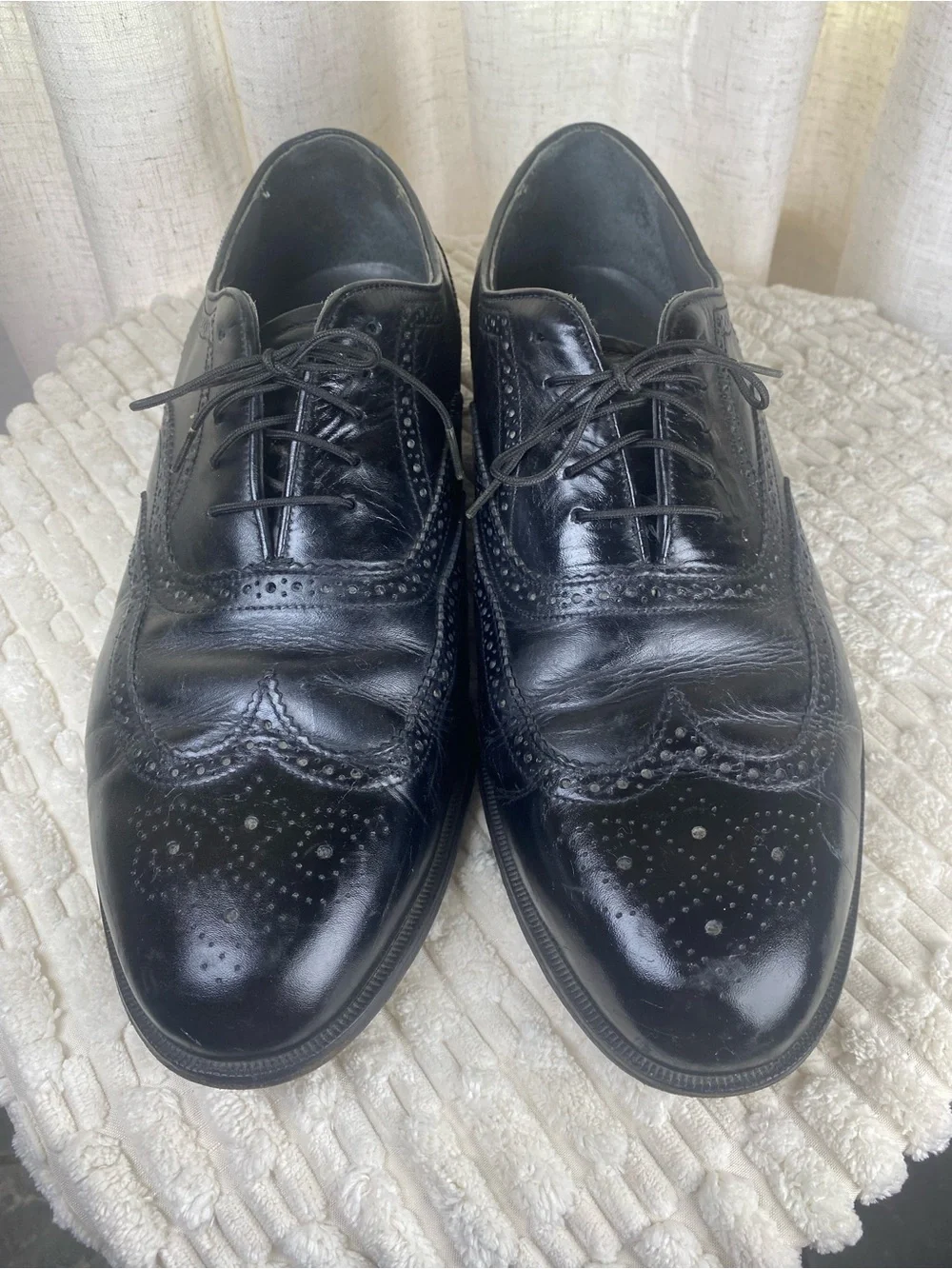 Oakton Classics Black Leather Wingtip Oxford Dress Shoes 13D